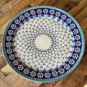 Wiza Boleslawiec Polish Pottery Daisy Floral Ceramic Platter